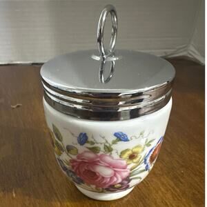 Vintage Royal Worcester porcelain egg coddler, made in England Bournemouth roses